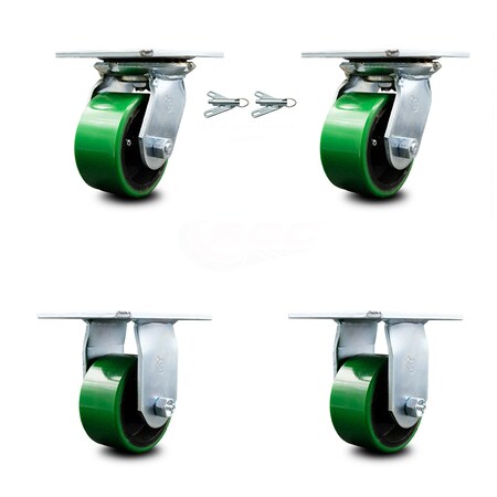 Service Caster 4 Inch Poly on Cast Iron Caster Set with Ball Bearing 2 Swivel Lock 2 Rigid SCC SCC-35S420-PUB-GB-BSL-2-R-2